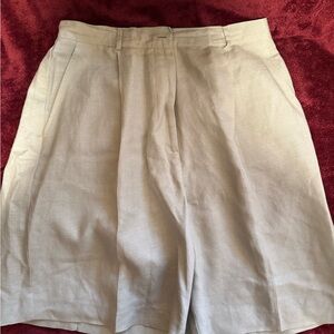 Beige Pleated Shorts